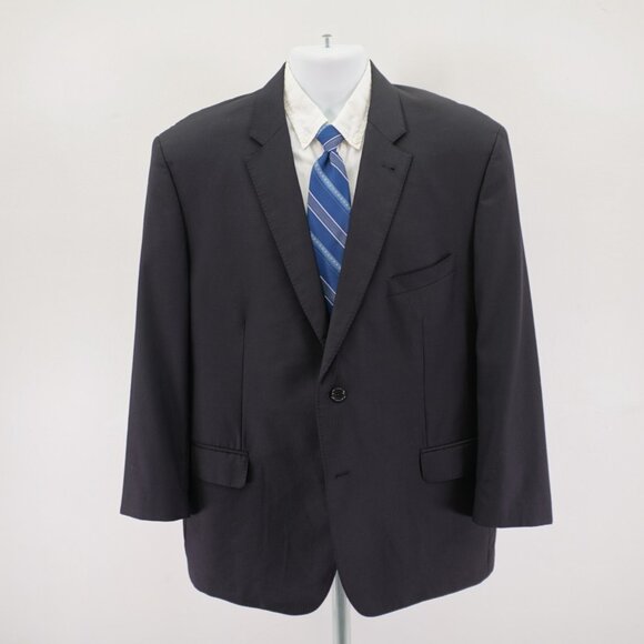Jos A Bank Signature Gold Tailored Fit Black Wool Herringbone 44R Suit Jacket 2 - Picture 4 of 13